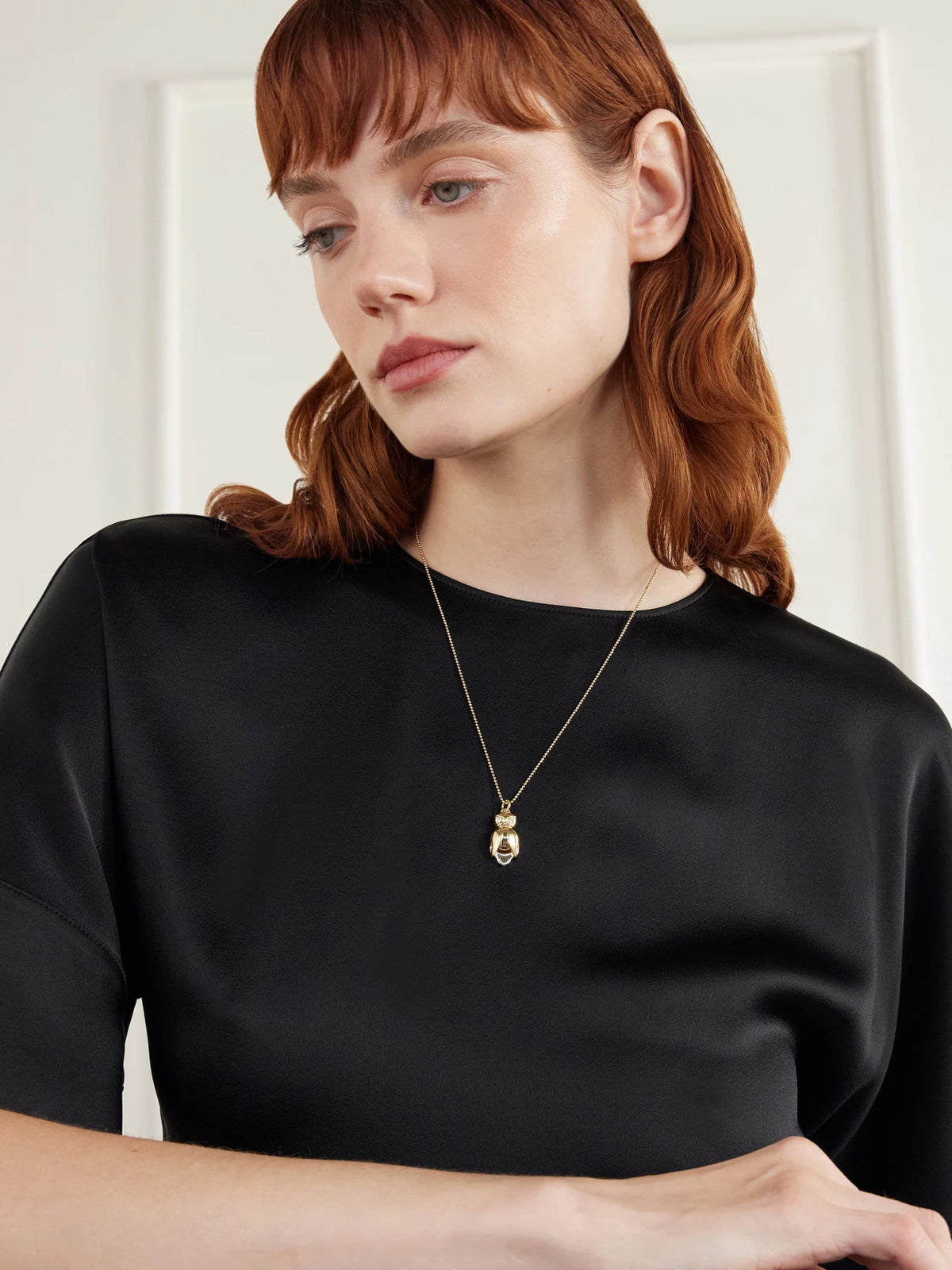Image of Necklaces. Product name - Owl 18-karat Gold Diamond Necklace in Multi colour by brand - Jennifer Meyer