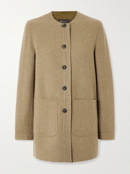 Image of Coats & Jackets. Product name - Kiri Cashmere-blend Coat in Green colour by brand - Loro Piana