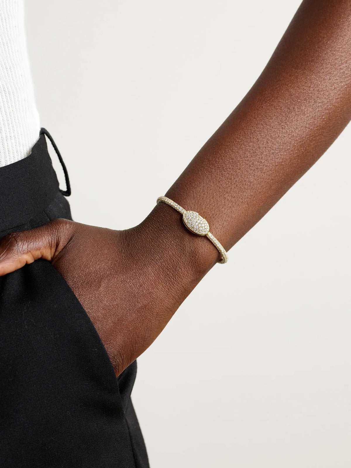 Image of Bracelets. Product name - Allstone Oval Musgrave 18-karat Gold Diamond Bracelet in Multi colour by brand - Marla Aaron