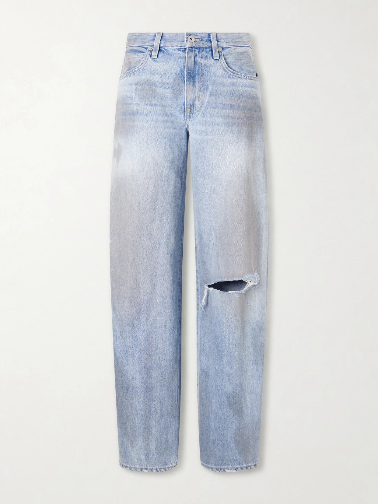 Image of Jeans. Product name - Tess Long Distressed Boyfriend Jeans in Blue colour by brand - SLVRLAKE