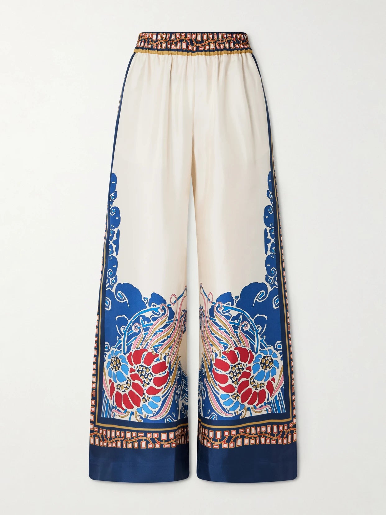 Printed Silk-twill Wide-leg Pants