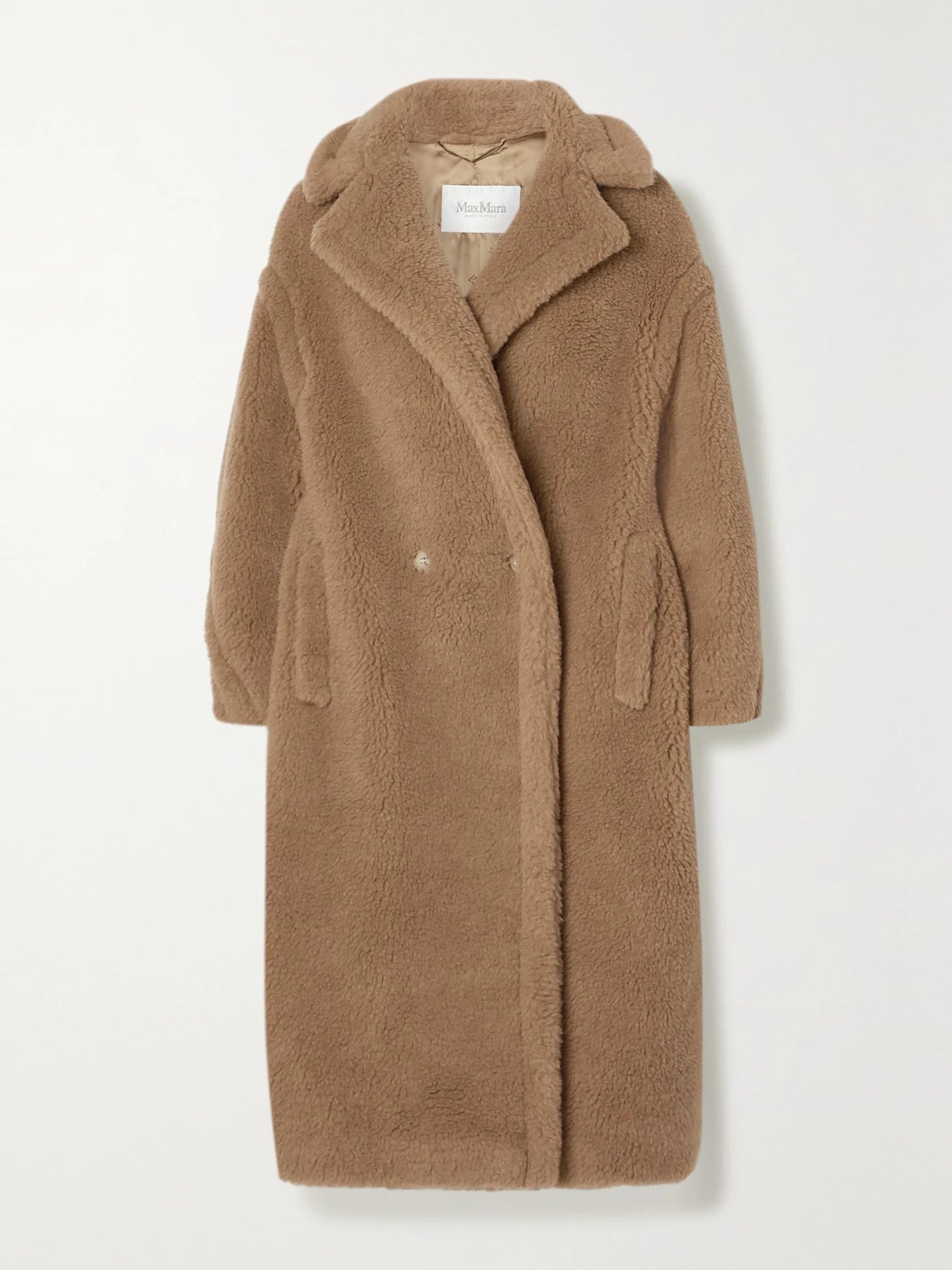 Image of Coats & Jackets. Product name - Teddy Bear Icon Oversized Camel Hair And Silk-blend Coat in large colour by brand - Max Mara