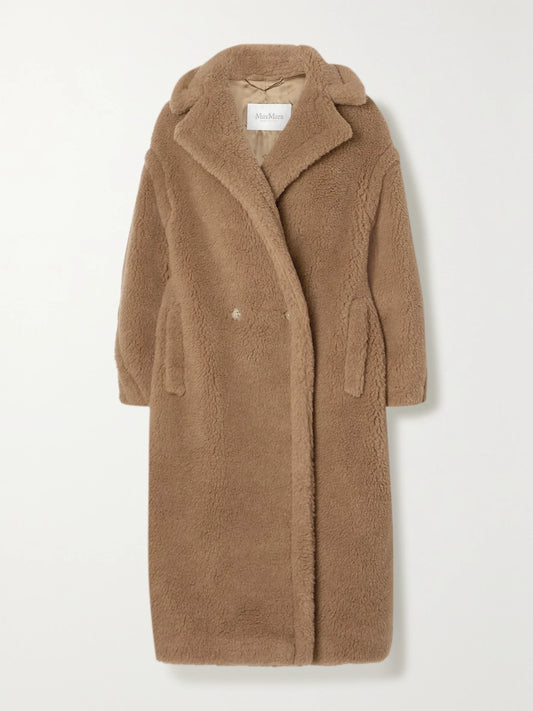 Image of Coats & Jackets. Product name - Teddy Bear Icon Oversized Camel Hair And Silk-blend Coat in large colour by brand - Max Mara
