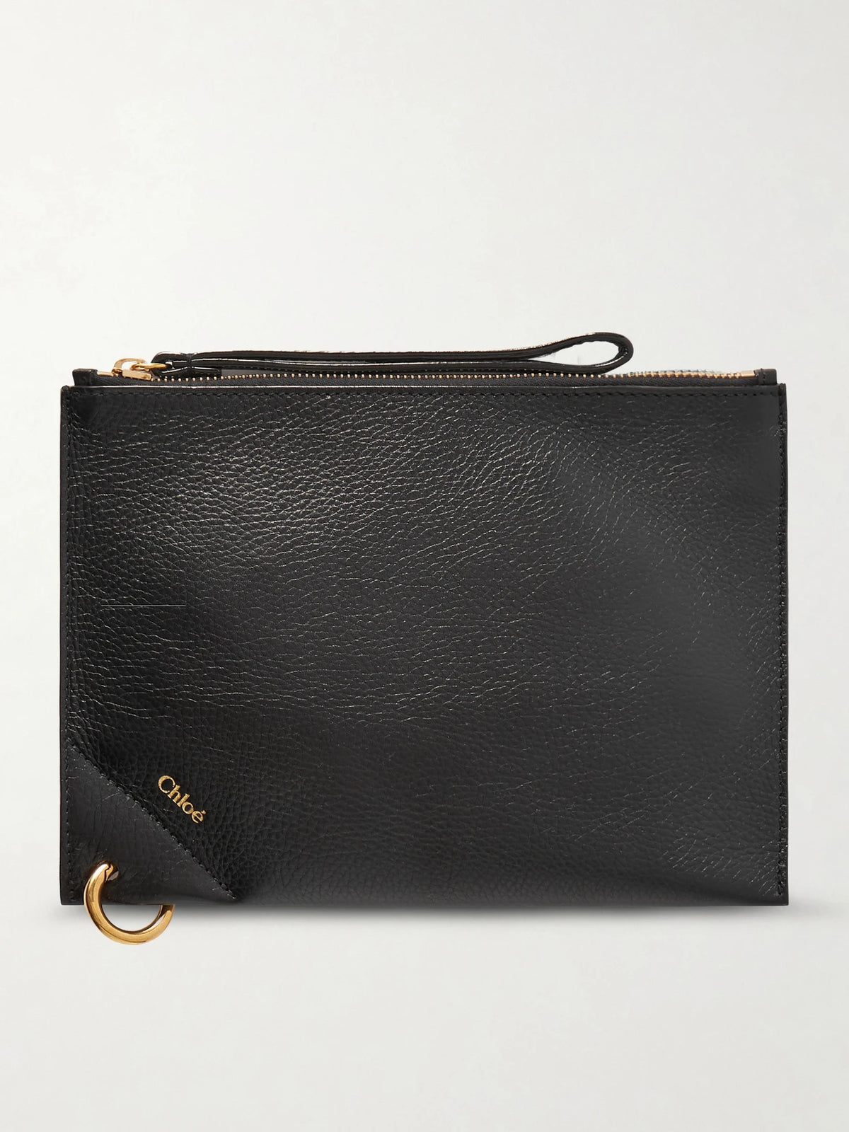 Embellished Textured-leather Pouch