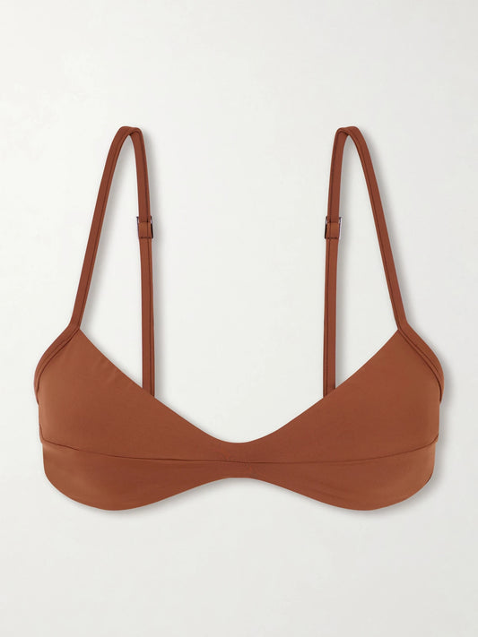 Image of Swimwear. Product name - Monica Bikini Top in Brown colour by brand - Haight