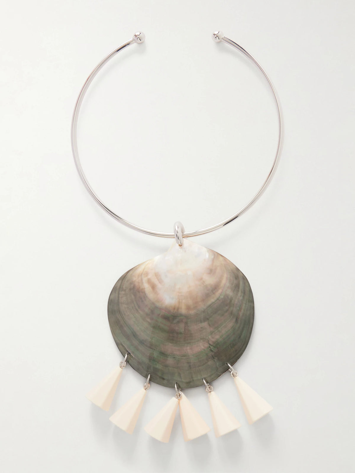 Nacre Rhodium-plated, Shell And Resin Necklace