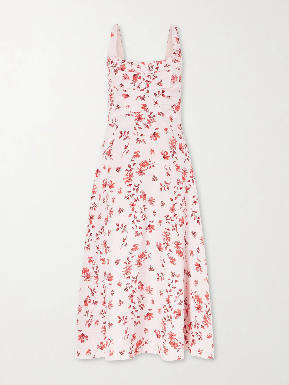 Verena Ruched Floral-print Silk Midi Dress