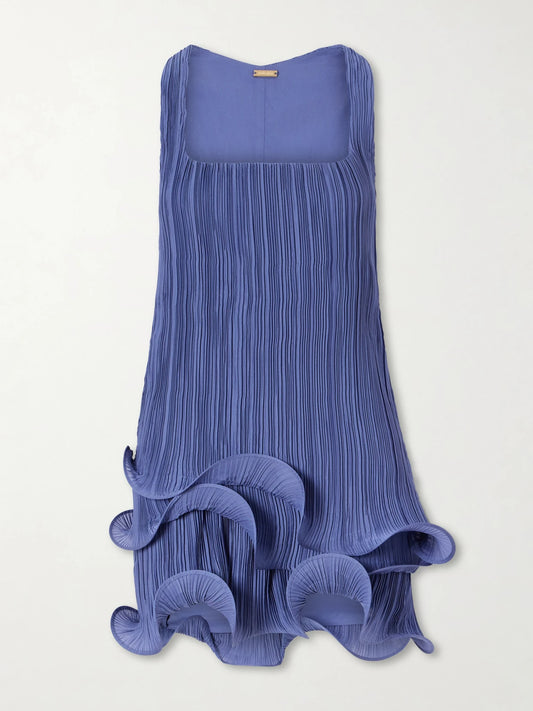 Marsa Plissé-chiffon Mini Dress