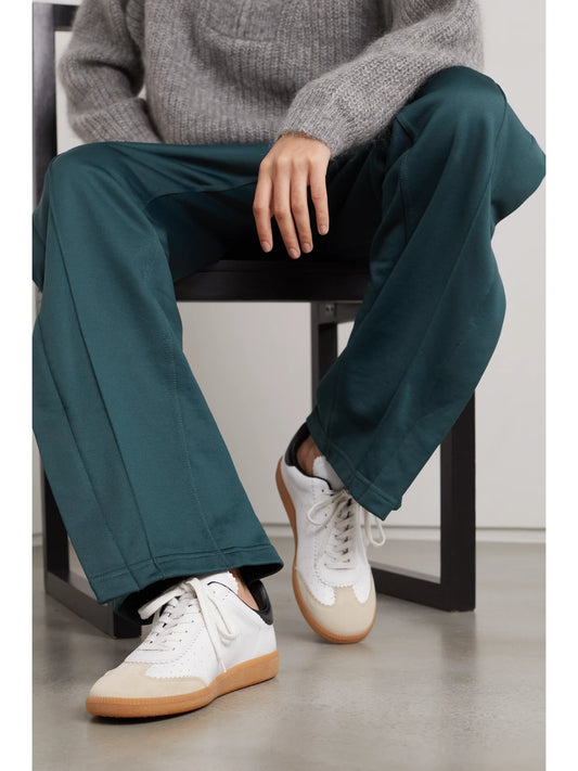 Bryce Suede-trimmed Perforated Leather Sneakers