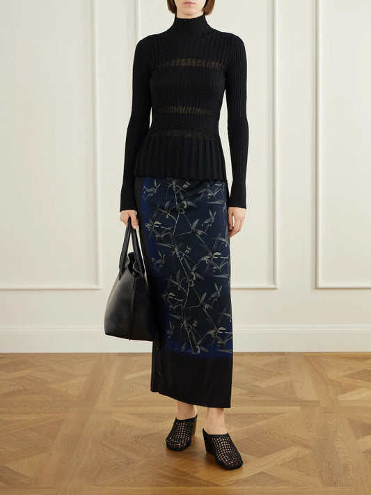 Image of a model wearing Outerwear. Product name - Rosario Wool-blend Turtleneck Top in Black colour by brand - Proenza Schouler