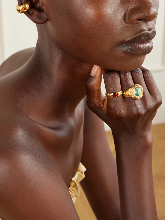 Enero Gold-plated Sterling Silver And Garnet Ring