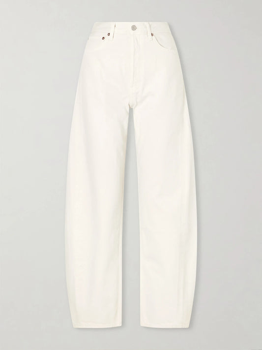 Image of Jeans. Product name - Luna Pieced High-waist Tapered Jeans in White colour by brand - AGOLDE