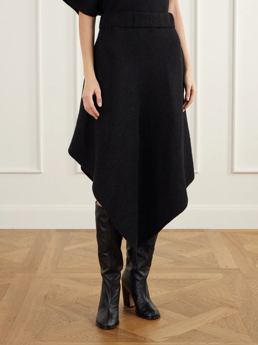 Lauren Manoogian Manta Asymmetric Wool, Alpaca And Cotton-blend Felt Midi Skirt