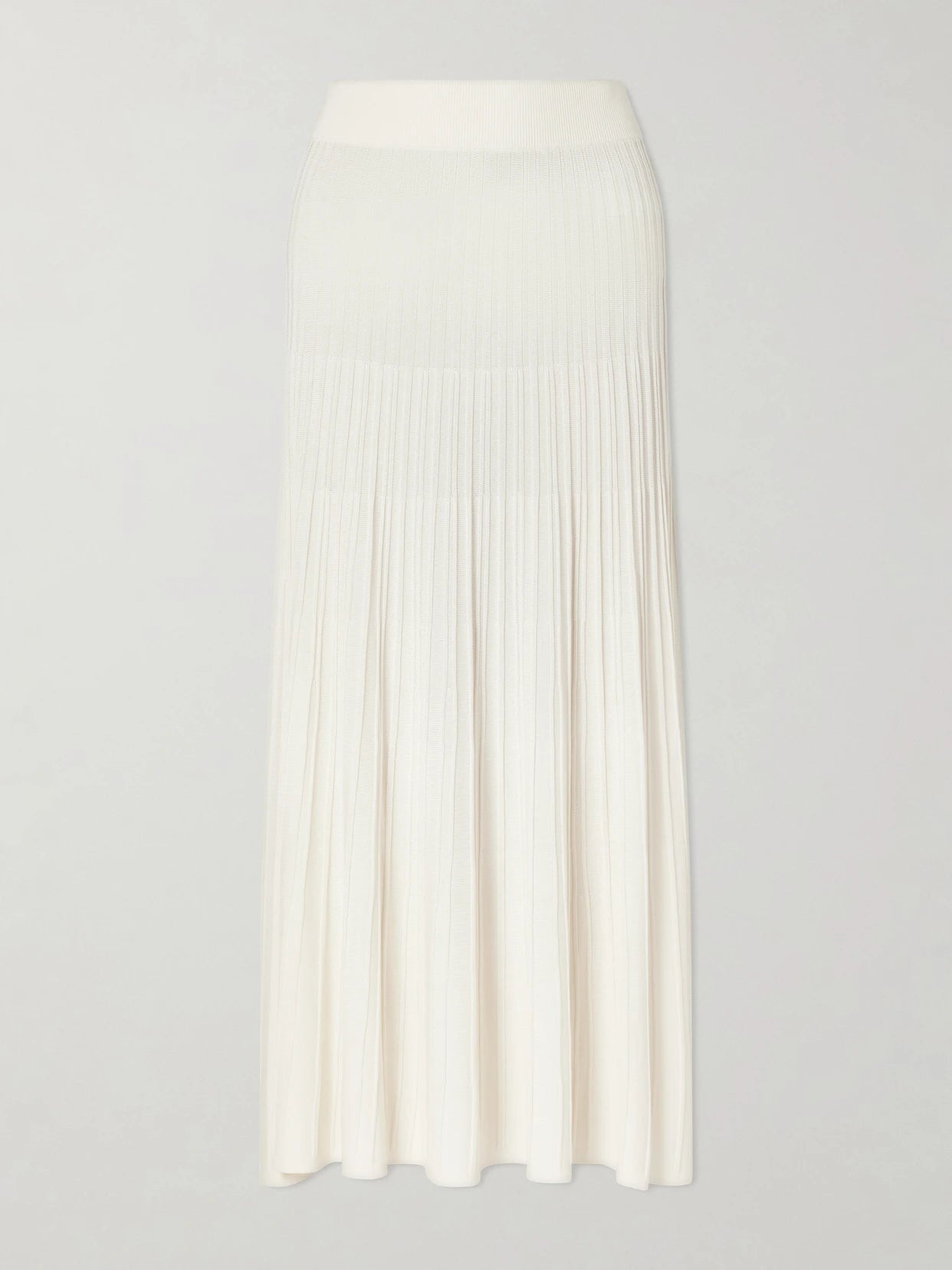 Pleated Jersey Midi Skirt