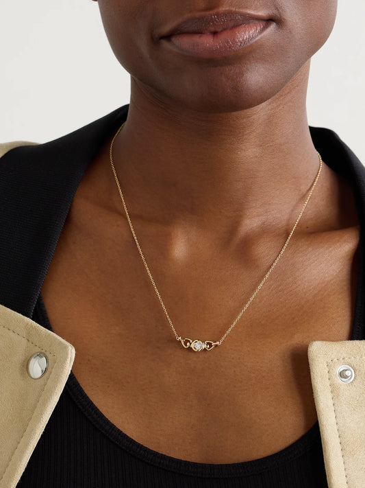 Image of Necklaces. Product name - Silvia 14-karat Gold Diamond Necklace in Multi colour by brand - STONE AND STRAND