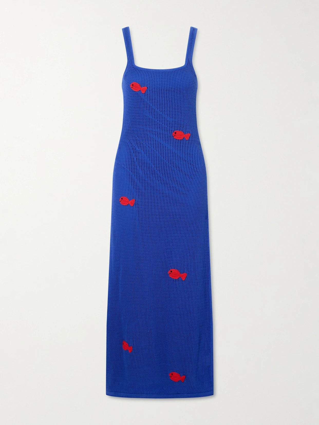 Image of Dresses. Product name - + Da Adolfo Pietro Crocheted Embroidered Midi Dress in Blue colour by brand - STAUD