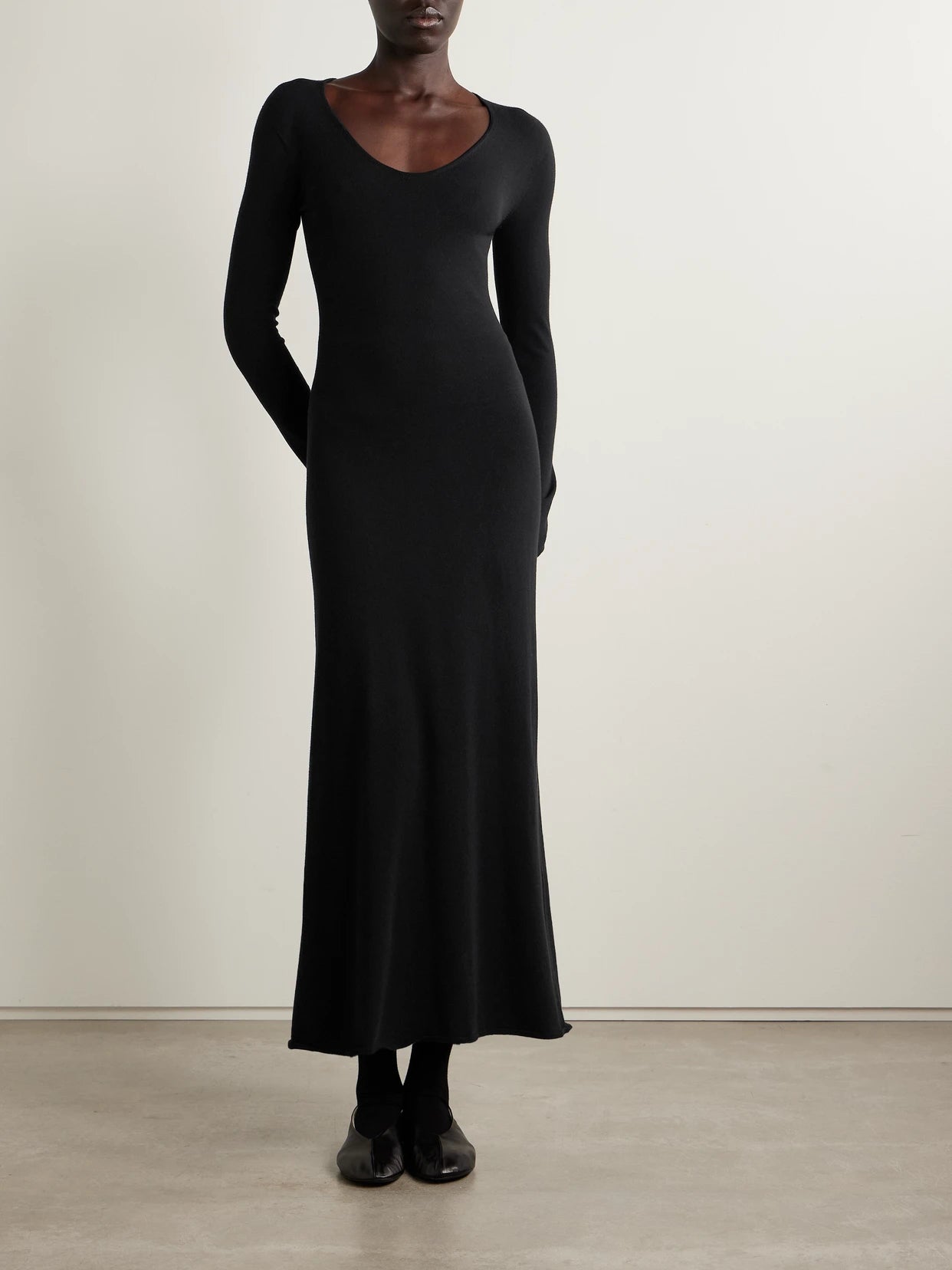 Image of Dresses. Product name - Mavy Knitted Midi Dress in Black colour by brand - The Row
