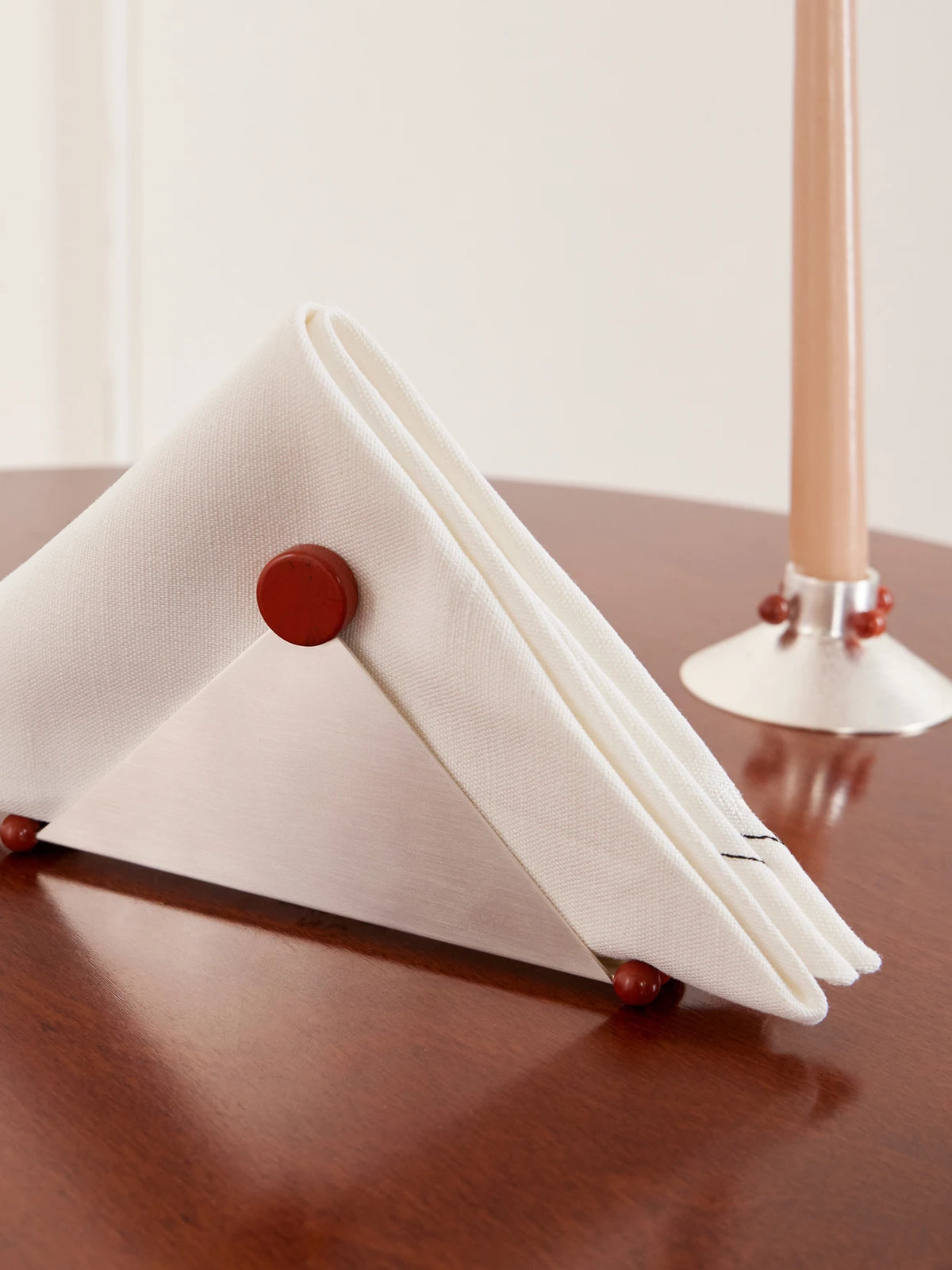 Image of Tableware. Product name - Silver-plated And Stone Napkin Holder in Multi colour by brand - Natalia Criado