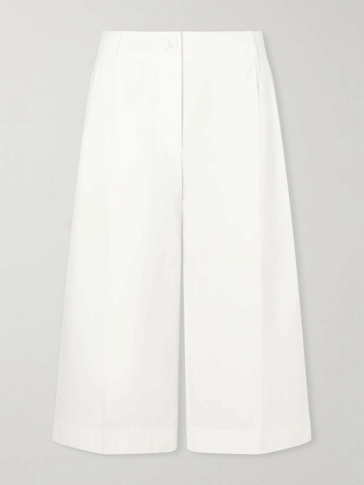 Cropped Pleated Organic Cotton And Lyocell-blend Straight-leg Pants