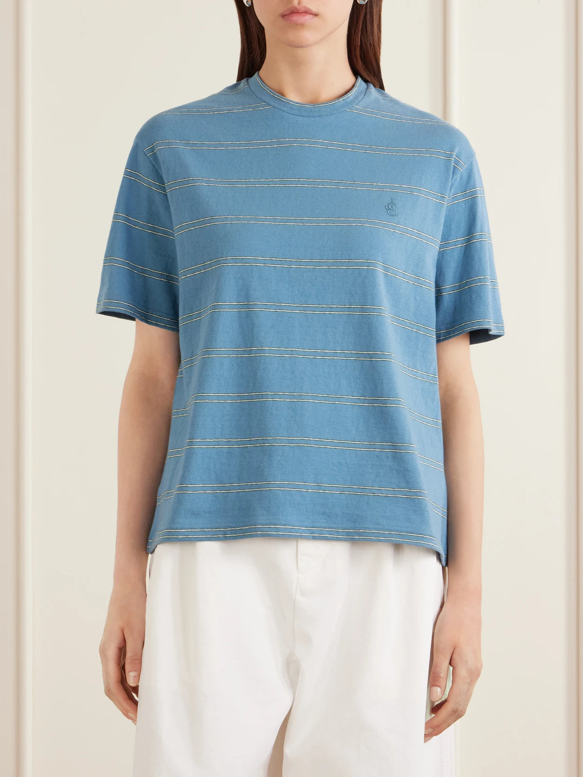 Jil Sander Logo-embossed Striped Cotton T-shirt