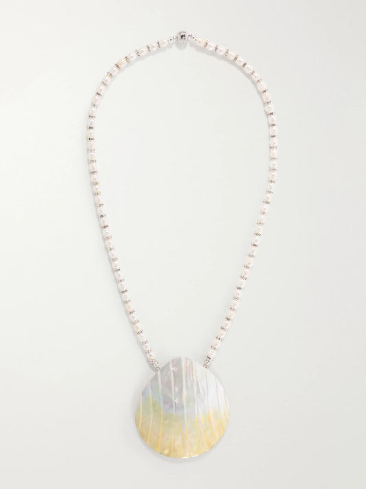 Perla Rhodium-plated, Pearl And Crystal Beaded Necklace