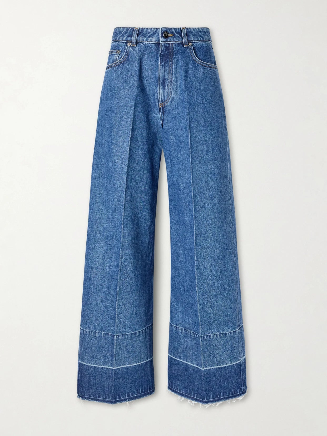 Image of Jeans. Product name - Mid-rise Wide-leg Jeans in Mid denim colour by brand - Givenchy