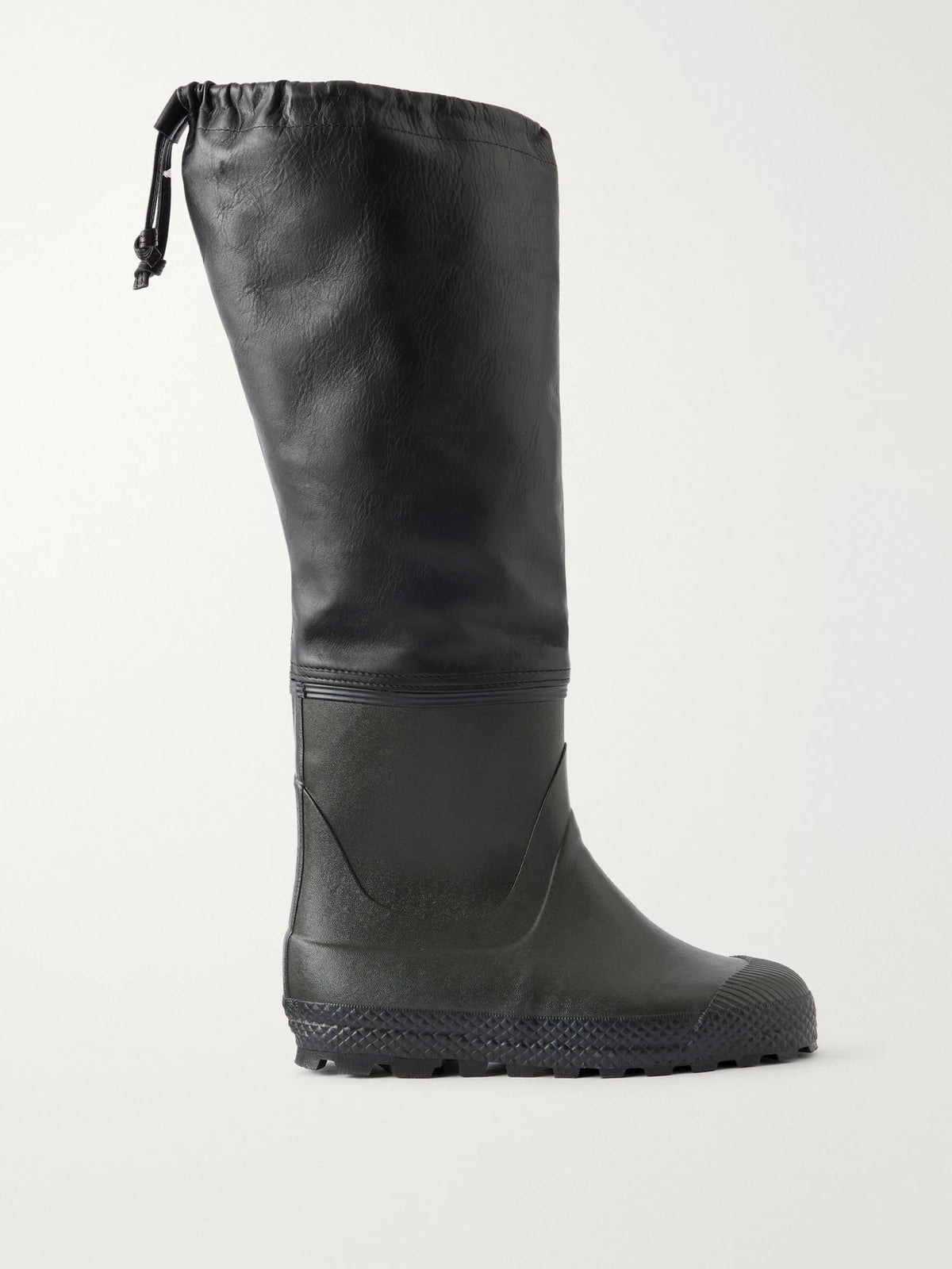 RIER Farmer Leather-trimmed Rubber Rain Boots
