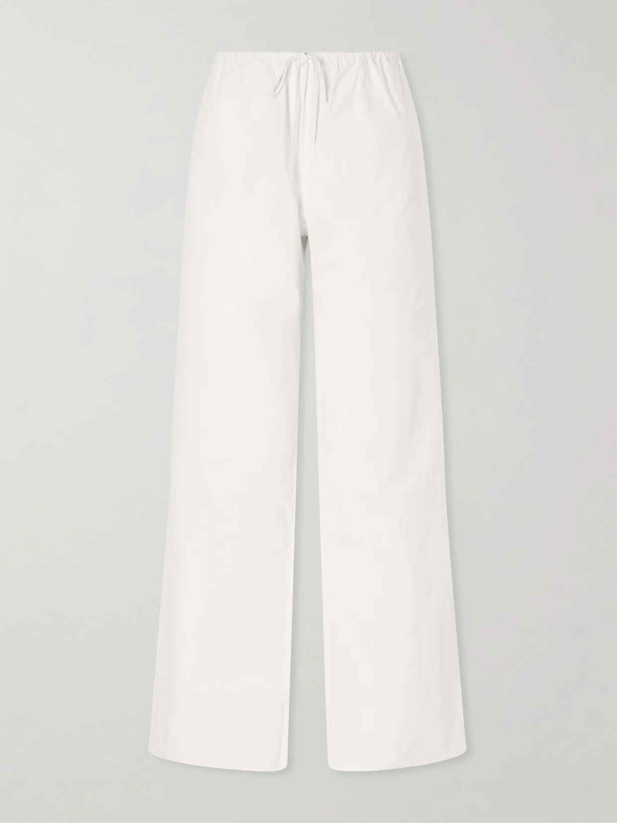Drawcord Cotton Straight-leg Pants