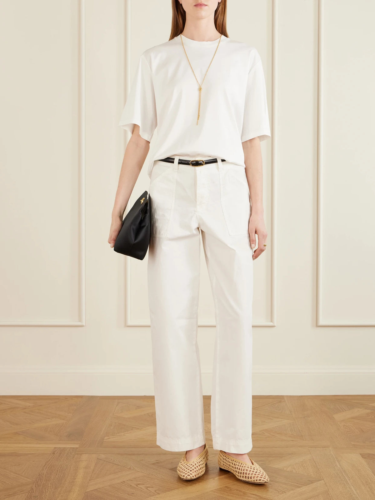 Image of Flats. Product name - Emery Crocheted Raffia Ballet Flats in Beige colour by brand - Loeffler Randall