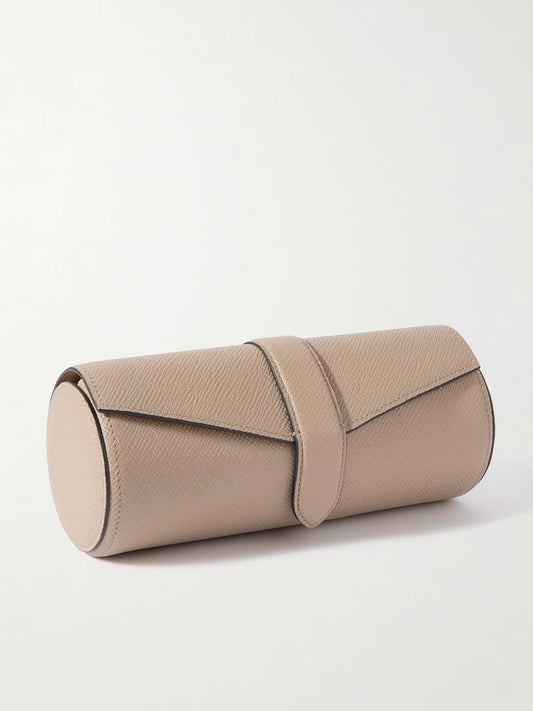 Smythson Panama Textured-leather Watch And Jewelry Roll