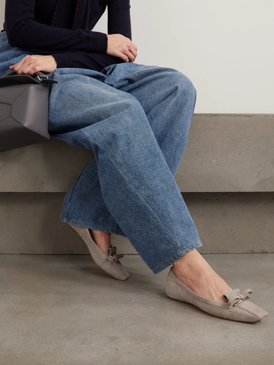 Trompette Embellished Suede Loafers
