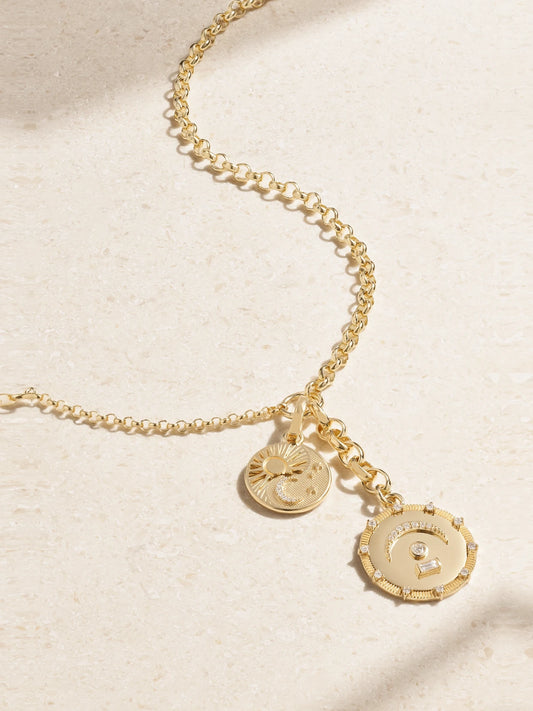 Pause + Balance Medium Mixed Belcher Story 18-karat Gold Diamond Necklace