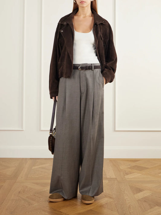 Image of Boots. Product name - Nolyz Belted Shearling-trimmed Suede Ankle Boots in Dark brown colour by brand - ISABEL MARANT