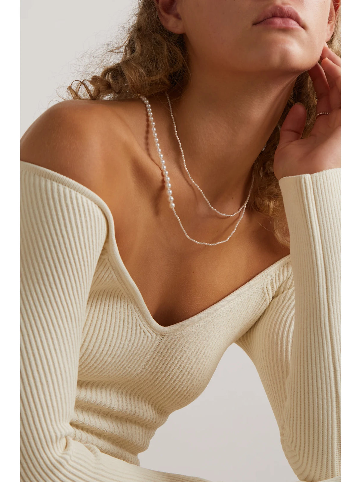 Image of Necklaces. Product name - Jardin De Peggy 14-karat Gold Pearl Necklace in White colour by brand - Sophie Bille Brahe