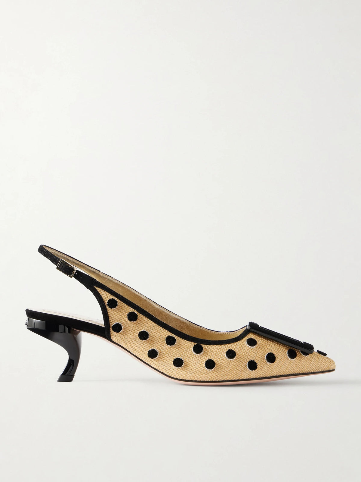 Virgule 55 Suede-trimmed Polka-dot Slingback Pumps