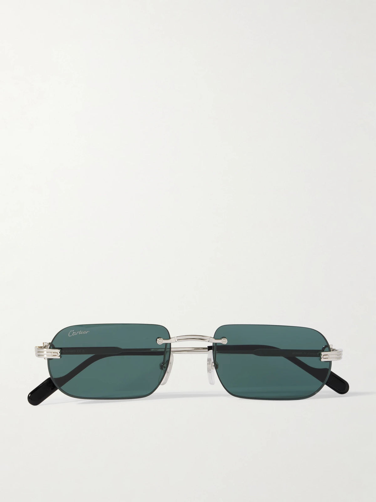 Eyewear Première De Cartier Rimless Rectangular-frame Silver-tone Sunglasses
