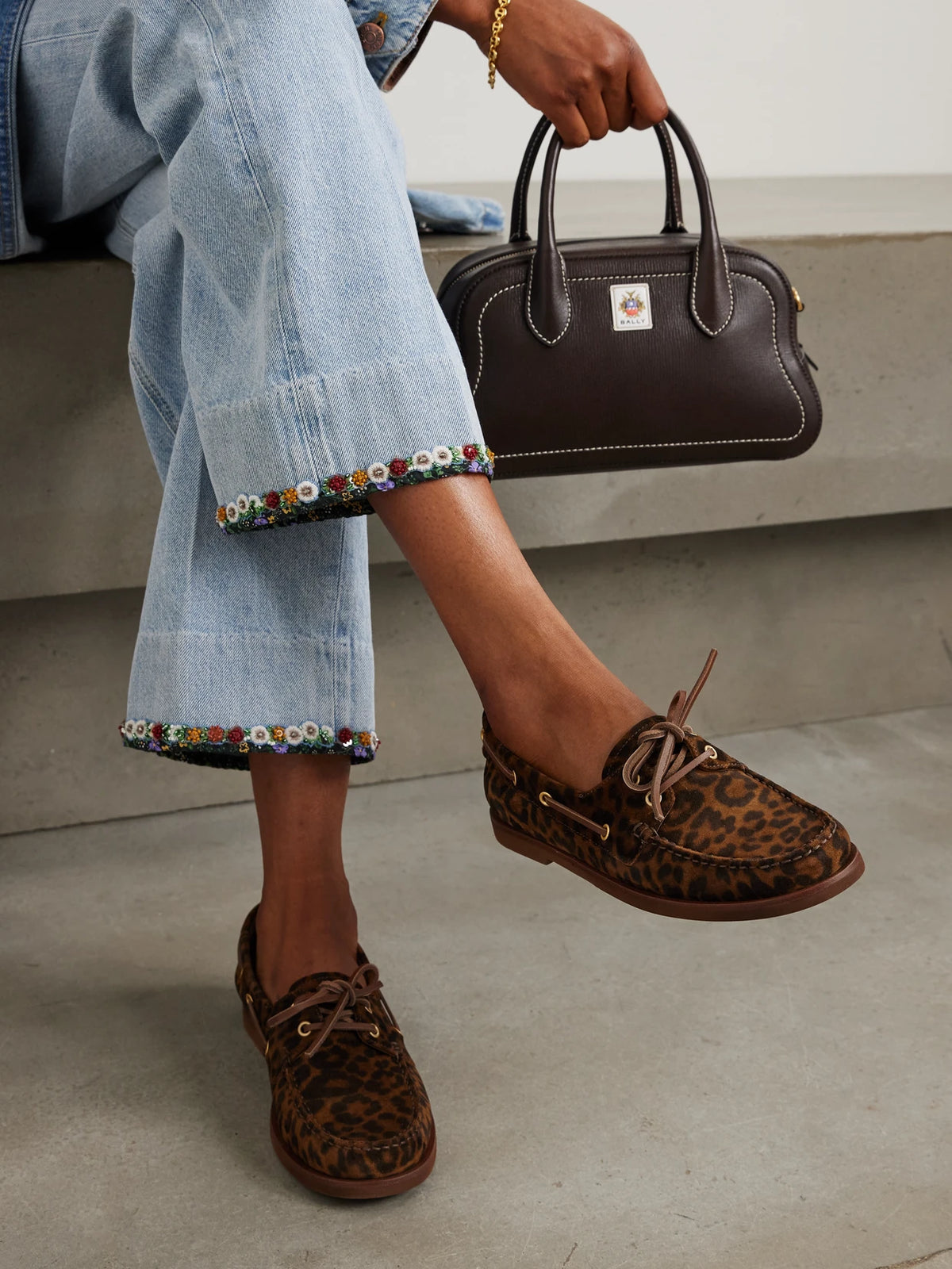Vandée Leopard-print Suede Boat Shoes