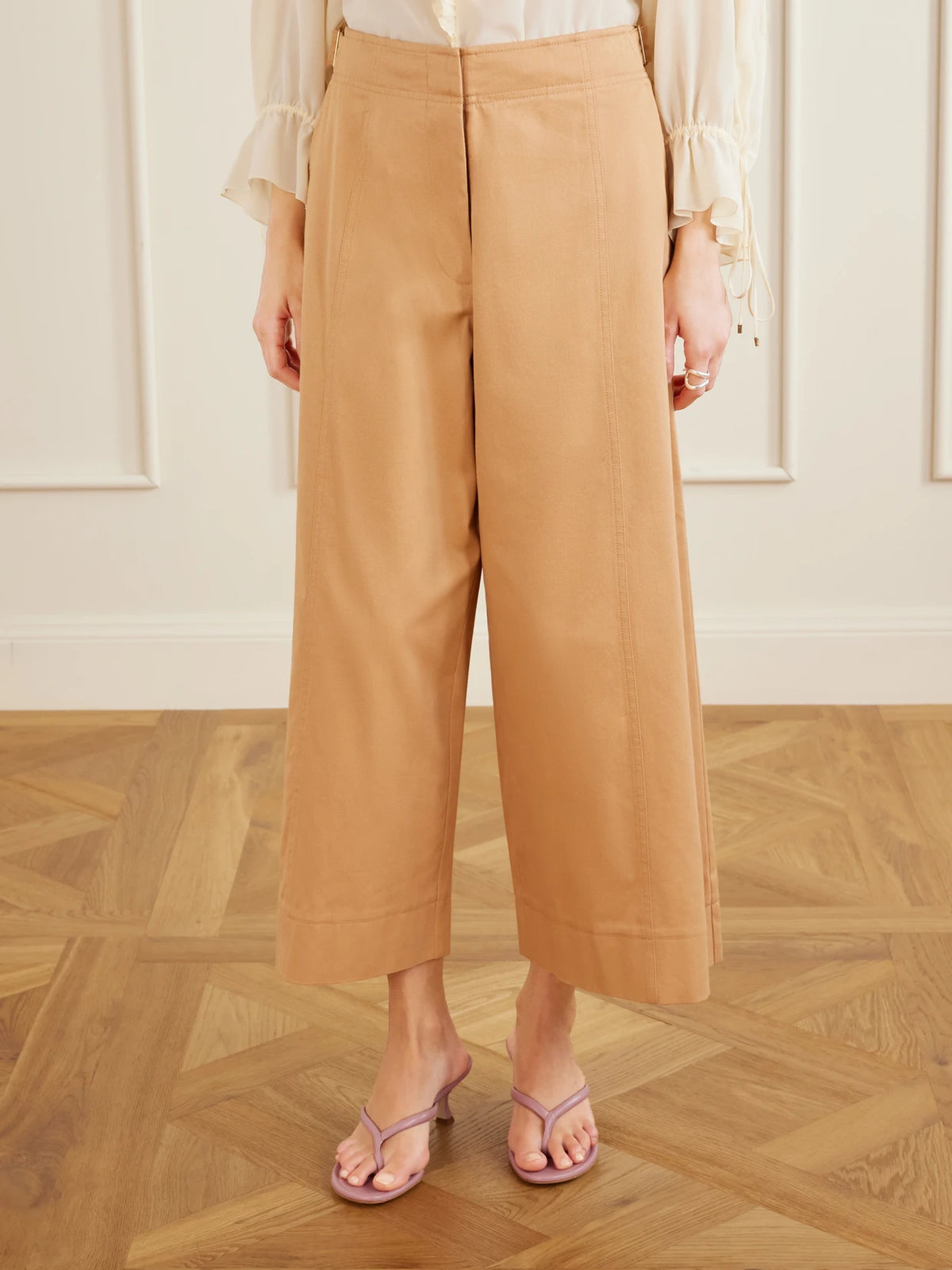 Ulla Johnson Sascha Cotton-twill Wide-leg Cropped Pants