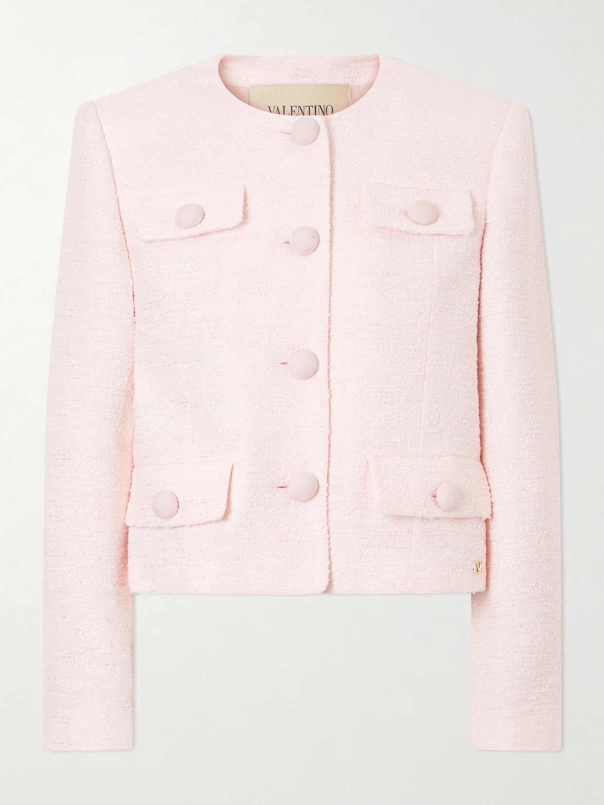 Image of Coats & Jackets. Product name - Tweed Jacket in Pink colour by brand - Valentino Garavani