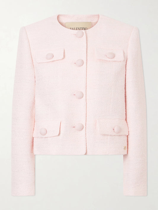 Image of Coats & Jackets. Product name - Tweed Jacket in Pink colour by brand - Valentino Garavani