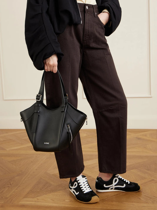 Image of Bags. Product name - Hammock Flip Leather Tote in Black colour by brand - LOEWE