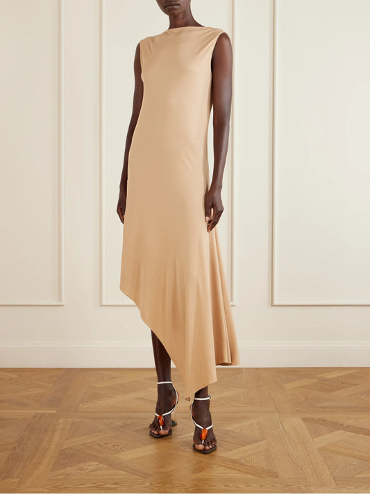 Asymmetrical Jersey-crepe Midi Dress