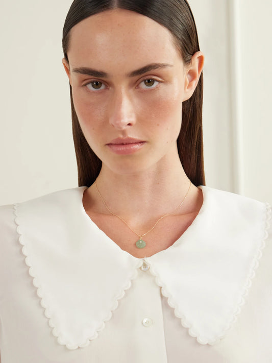 Image of Necklaces. Product name - Carved Venus 14-karat Gold, Jade And Diamond Necklace in Multi colour by brand - Mateo