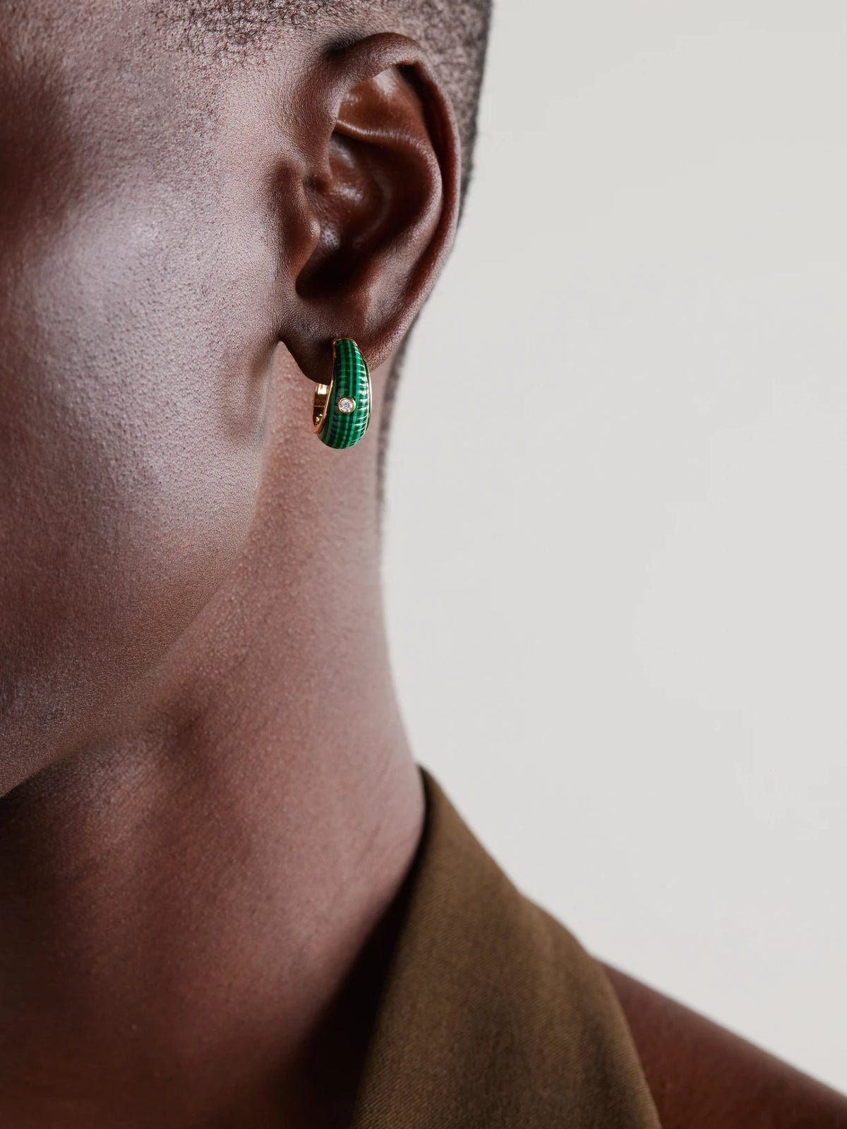 Image of Earrings. Product name - Berlingot 9-karat Gold, Malachite And Topaz Earrings in Multi colour by brand - Yvonne Léon