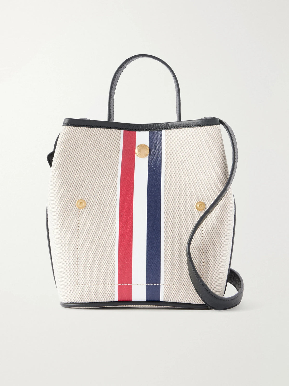Thom Browne Striped Leather-trimmed Canvas Bucket Bag
