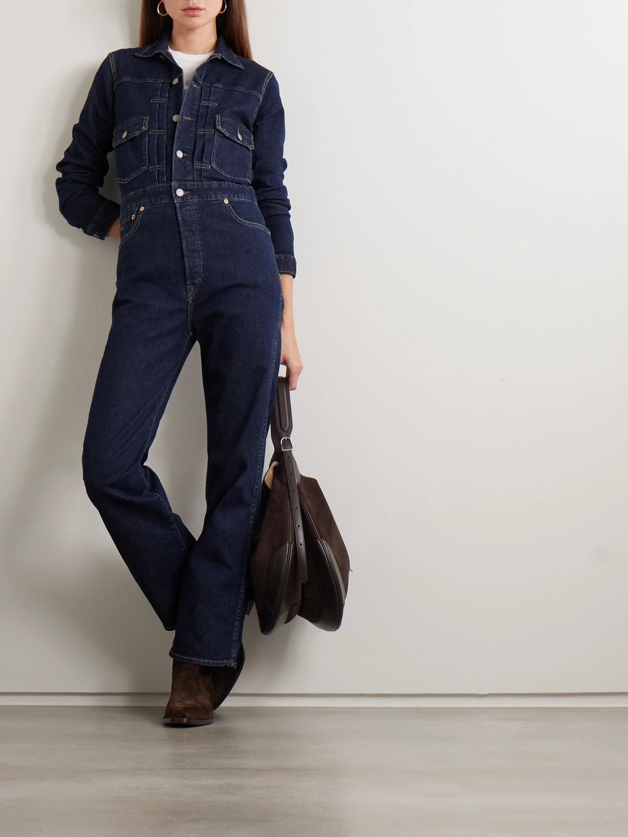 Image of Bodysuits. Product name - Denim Jumpsuit in Dark denim colour by brand - RRL