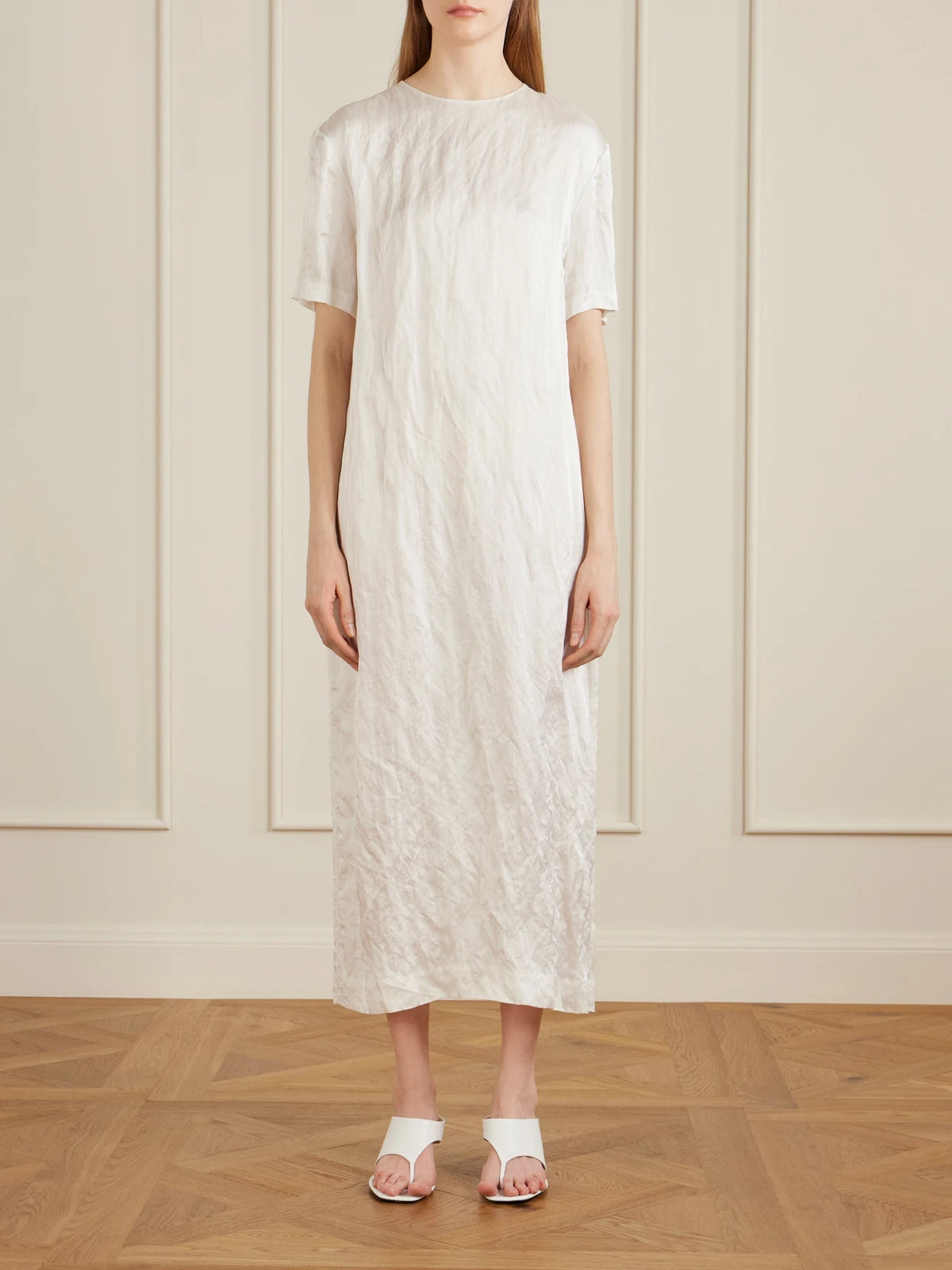 Image of Heels. Product name - Marlow Leather Wedge Mules in White colour by brand - KHAITE
