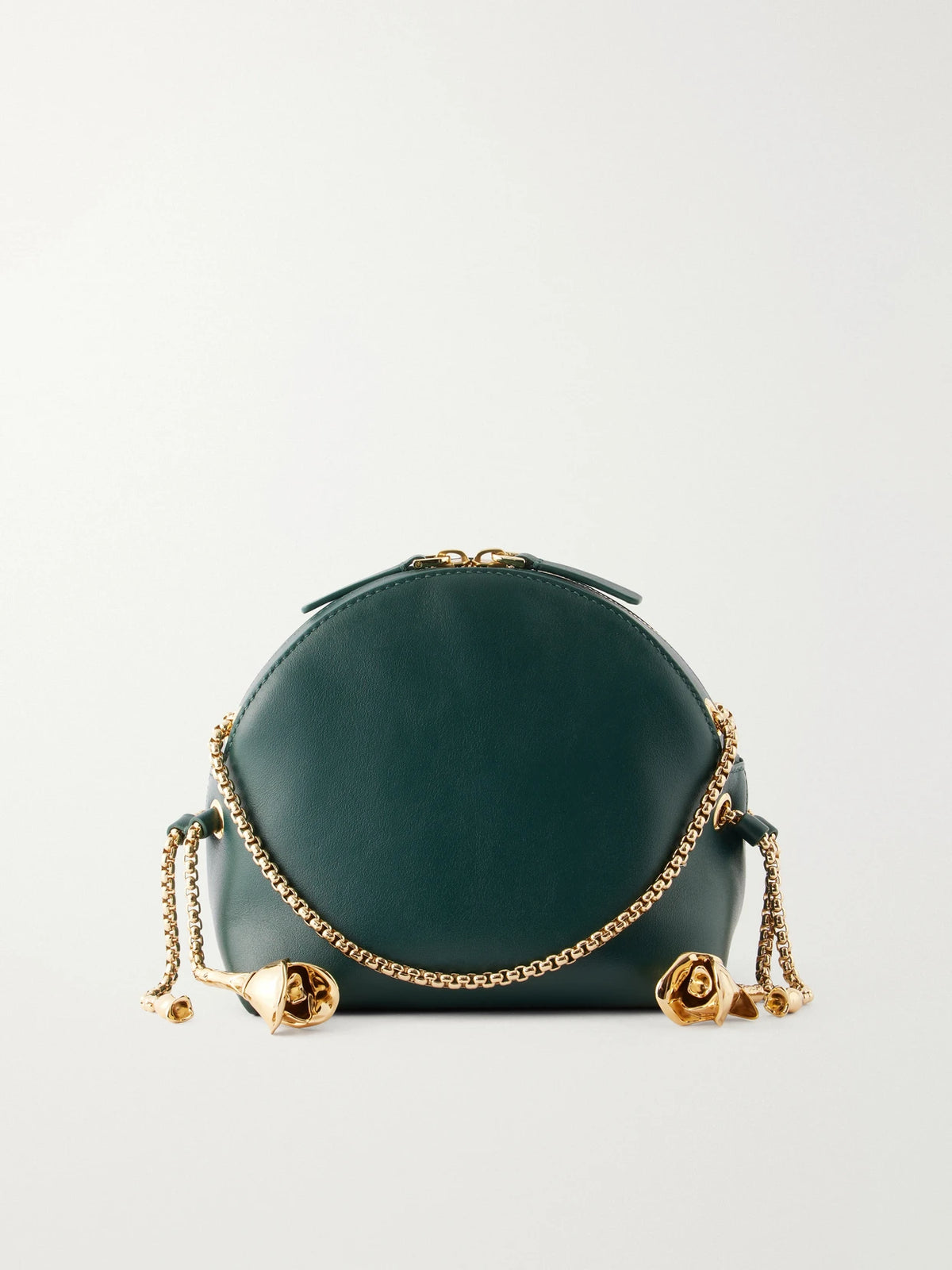 Floral Embellished Leather Shoulder Bag