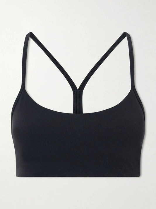 Image of Activewear. Product name - Flow Y Light Support Nulu Sports Bra, A-b in Black colour by brand - lululemon
