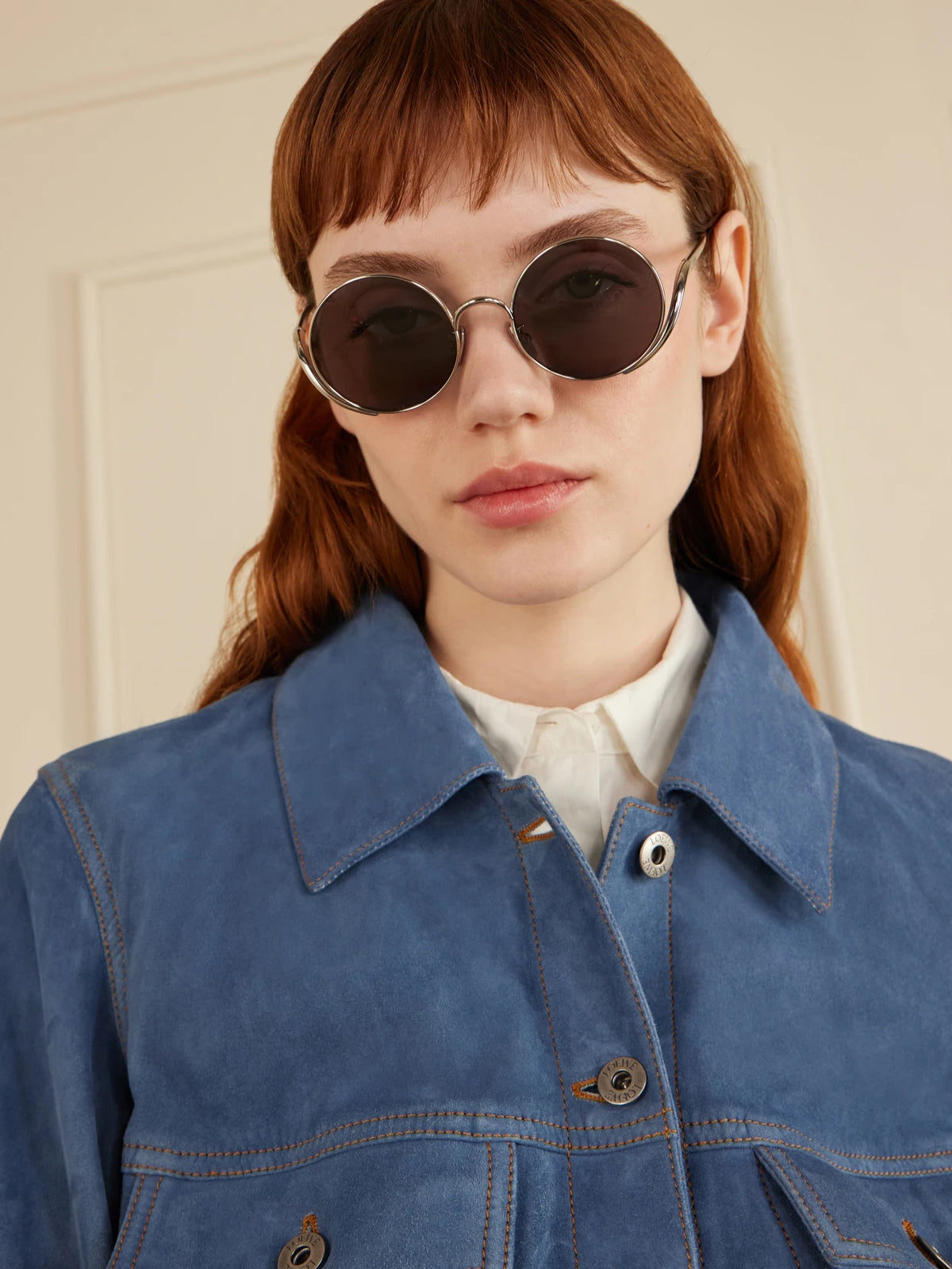 Image of Sunglasses. Product name - Round-frame Silver-tone Sunglasses in Multi colour by brand - Loewe